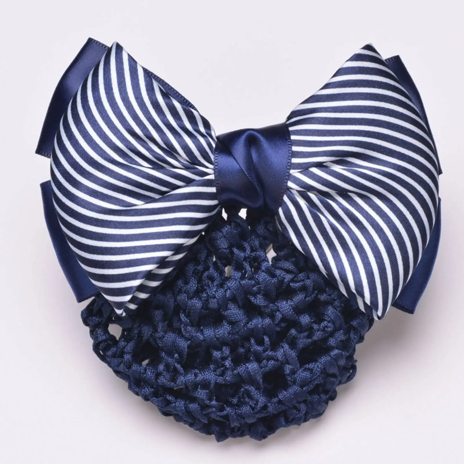 Women Professional Hotel Bank Nurse Bow Barrette Hairnet Hair Clips Accessories