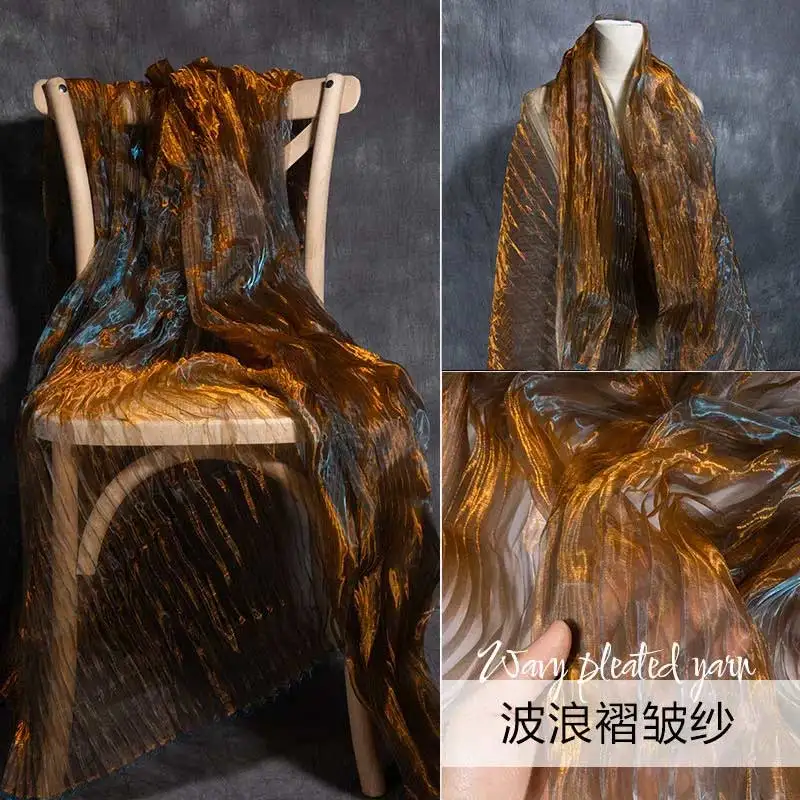 Pleated texture fabric organ pleats laser organyrn water-pressed pleated dress designer fabric