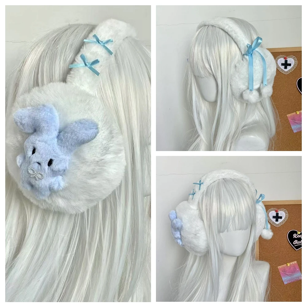 

Cute Plush Japanese Y2K Earmuffs Hot Girls' Warm Fur Winter Lolita Sweet Woman Earmuffs Harajuku Versatile