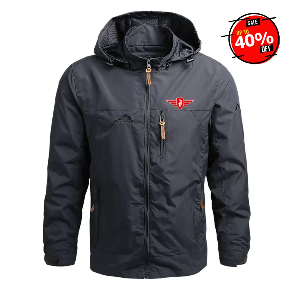 

2025 Men's Zundapp Motorcycle Brand Print Classic Simplicity Windbreaker Jacket Spring Autumn Solid Color Windproof Hooded Coats
