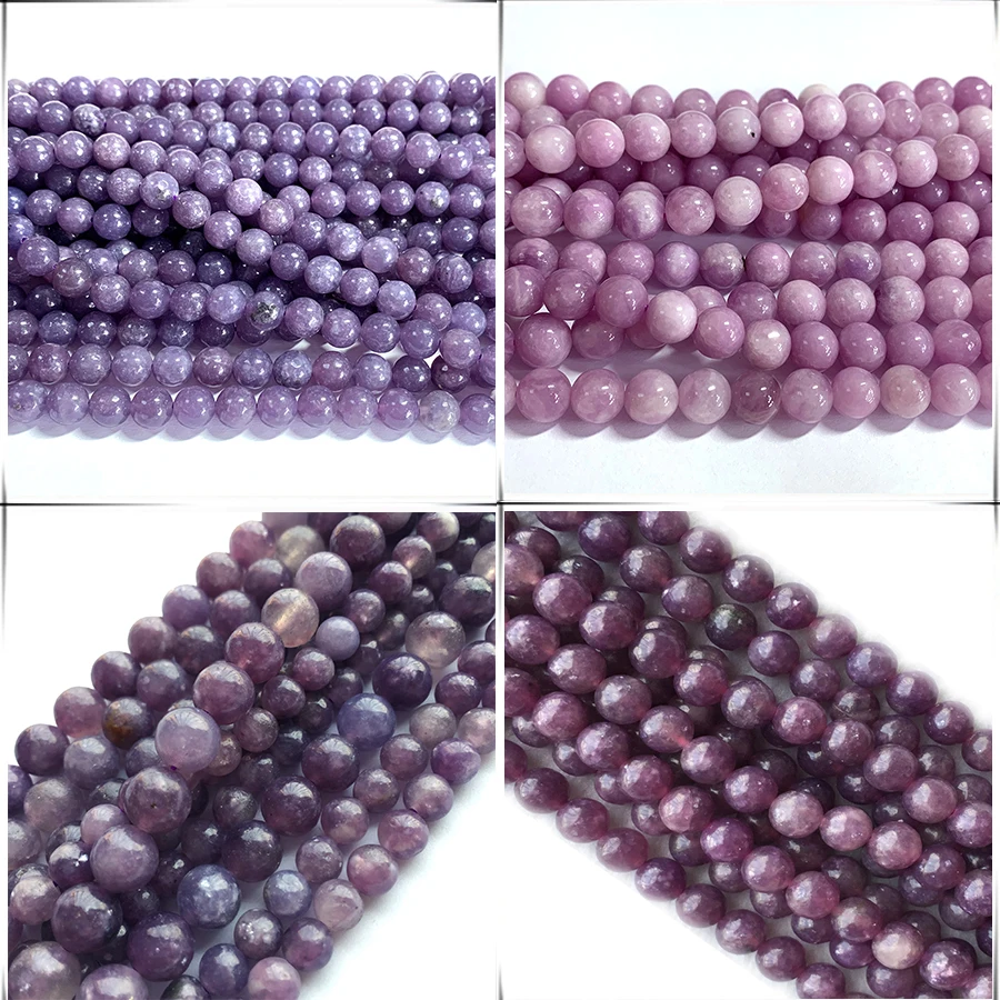 Veemake Natural Lepidolit Round Faceted RondelleTube Column Raw Mineral Disc Beads For Jewelry Making DIY Necklace Bracelets