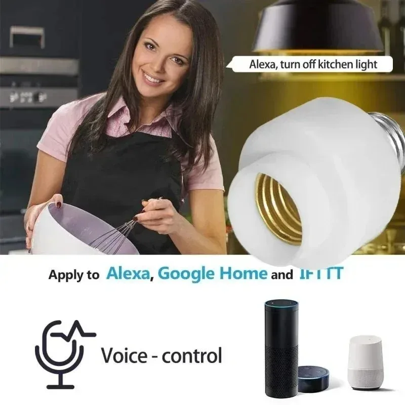 Tuya WIiFi BL E27 Socket Smart Lamp Holder Base Light Bulbs Adapter Kitchen Bedroom Light Switch Voice Control Alexa Google Home