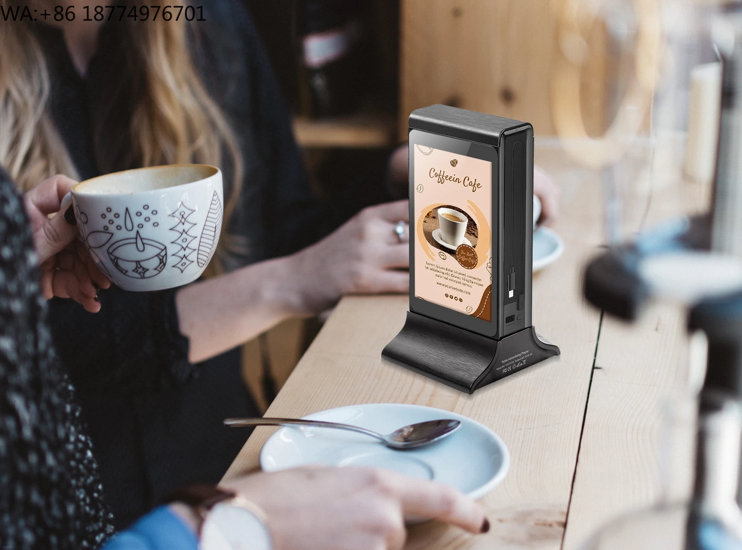 

Single Vertical LCD Touch Screen Table Top Digital Signage Displays Charging Advertising Player for Restaurant bar Hotel
