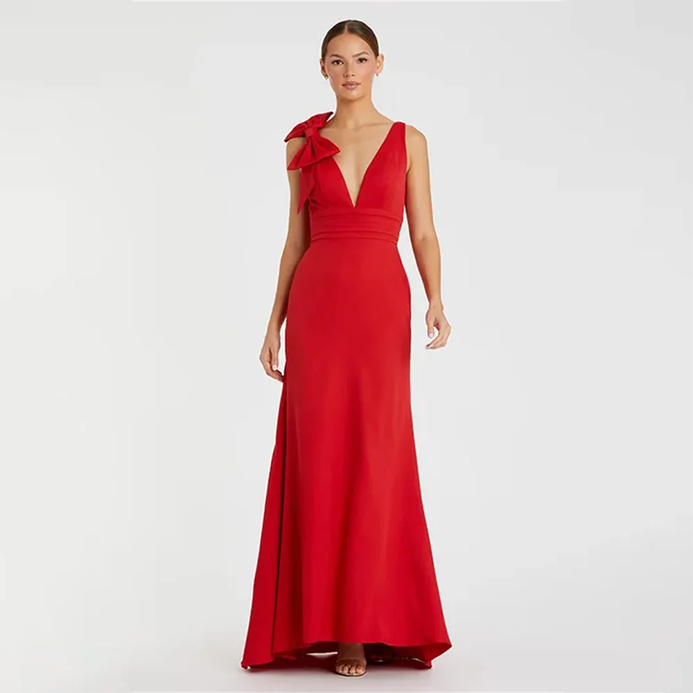 

Evening Wedding Dresses Luxury Celebraty Dress For Women V Neck Sleeveless A Line Bowknot Formal Exquisite 2025 Cocktail Dresses