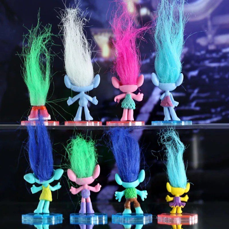 8 Buah/Set 8 Troll Anime Jimat Anak-anak Mainan Figur Aksi PVC Boneka Koleksi Model Karakter Kartun Hadiah Ulang Tahun Teman Anak-anak