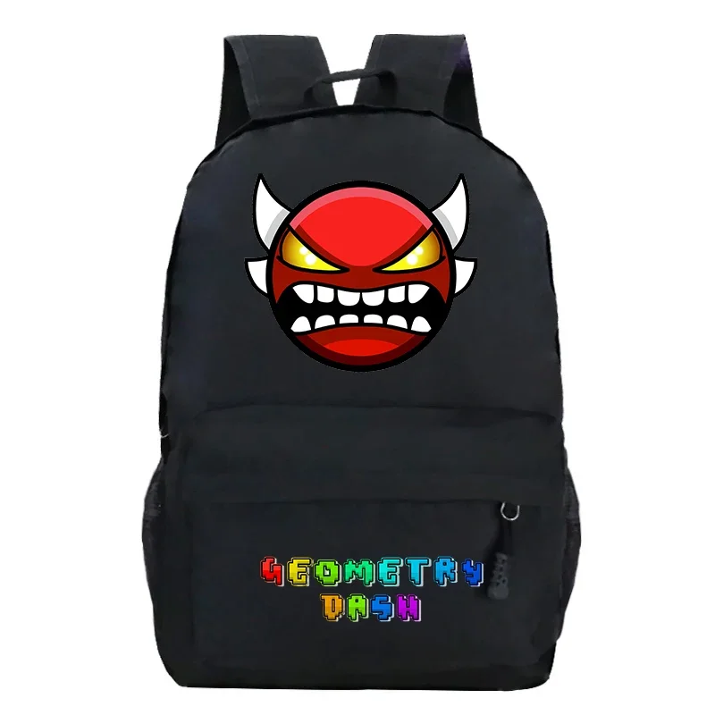 Mochila de impressão Geometry Dash para estudantes Bolsa de armazenamento de grande capacidade, Bolsa de viagem impermeável para meninas e meninos