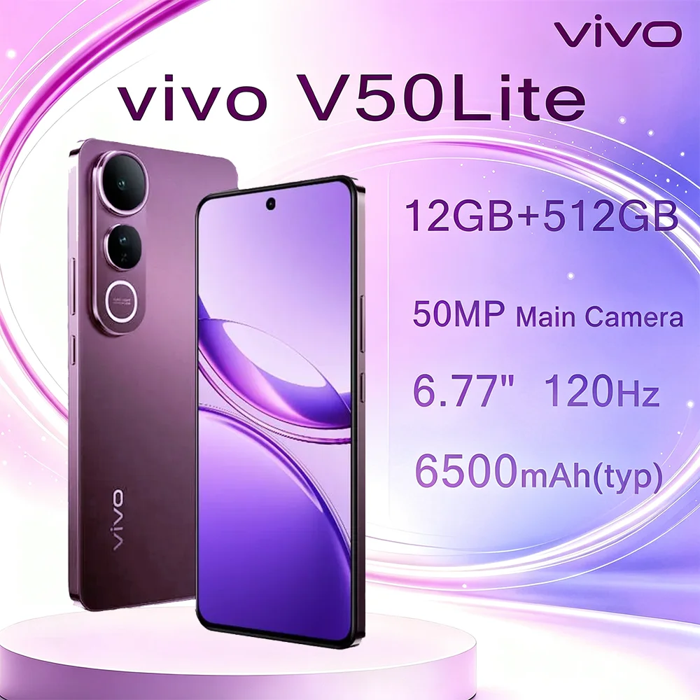 vivo V50 Lite Unlocked Smartphone 12+512GB Large Storage 6500mAh Super Big Battery 50MPCamera Dual SIM Dual Standby Mobile Phone
