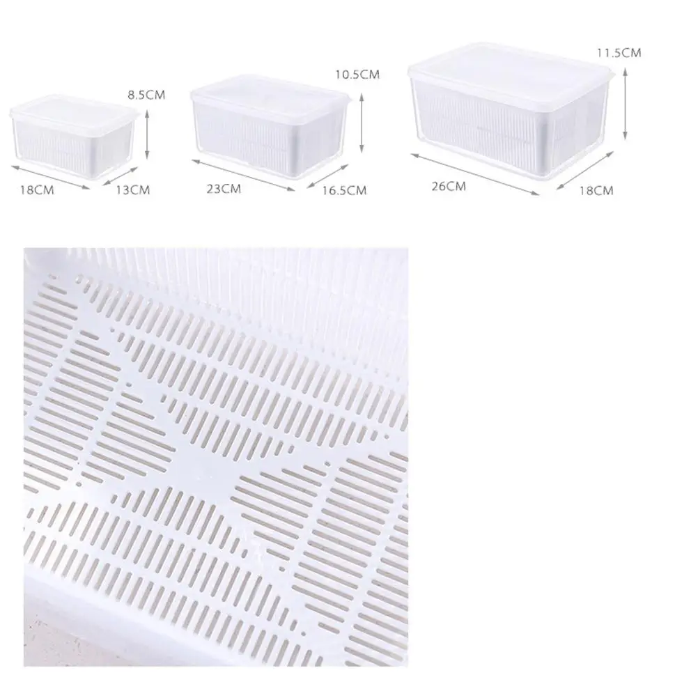

Transparent Refrigerator Food Sealed Storage Box Drainer Board Washable Kitchen Container Fruit Vegetable Bread Long Term Use