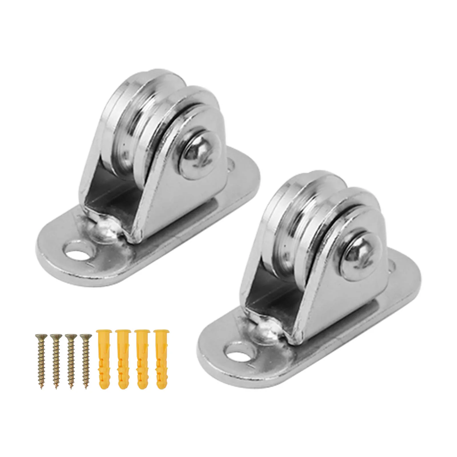 2pcs/4pcs Small Pulley Block Stainless Steel Silent Pulley Roller Wall Mounted Fixed Pulley for Wire Rope Rail Sliding Gate