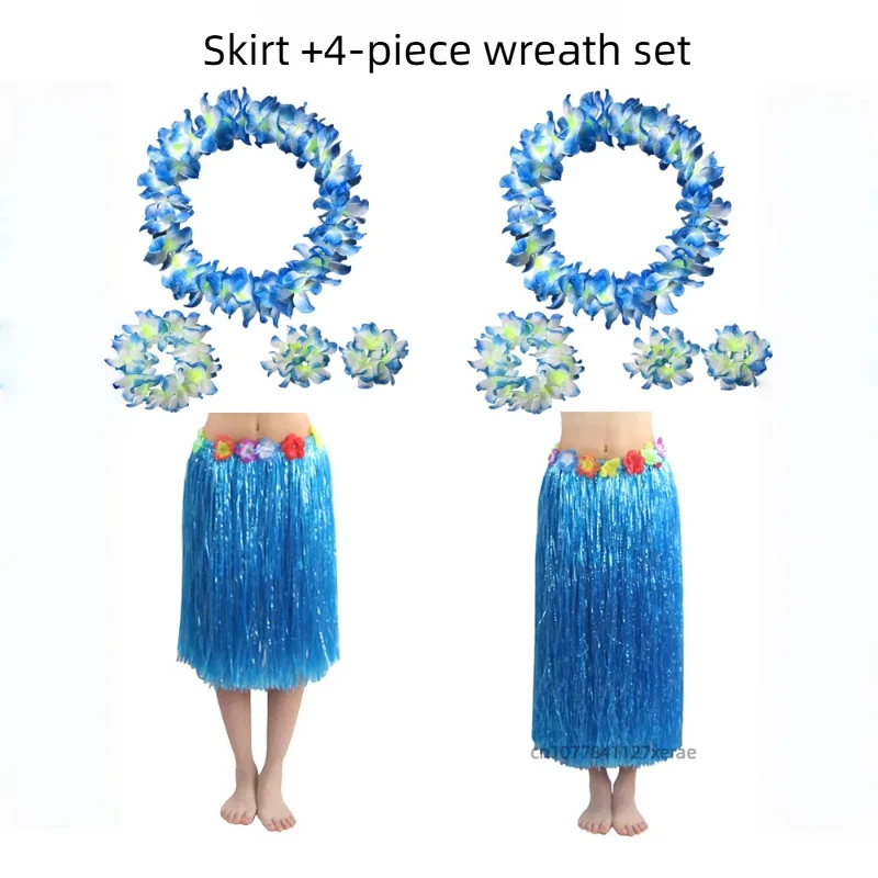 Belly Dance Double Layer หนา 6 ชิ้นชุดกระโปรงหญ้าฮาวายอัพเกรดพวงหรีดขนาดใหญ่ชุดกลุ่ม Stage Dance Performance