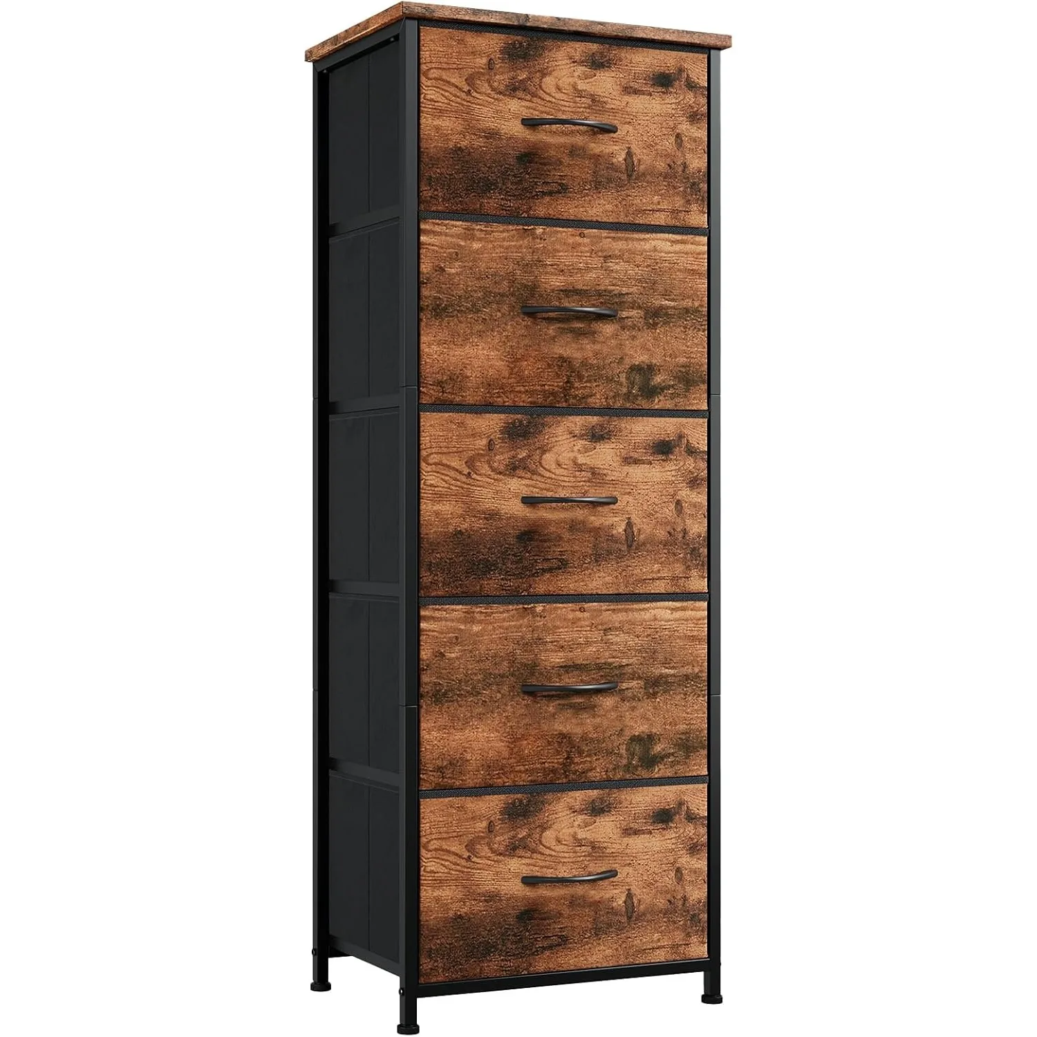 

Tall Dresser for Bedroom with 5 Drawers, Storage Organizer Chest of Drawers with Removable Fabric Bins for Closet