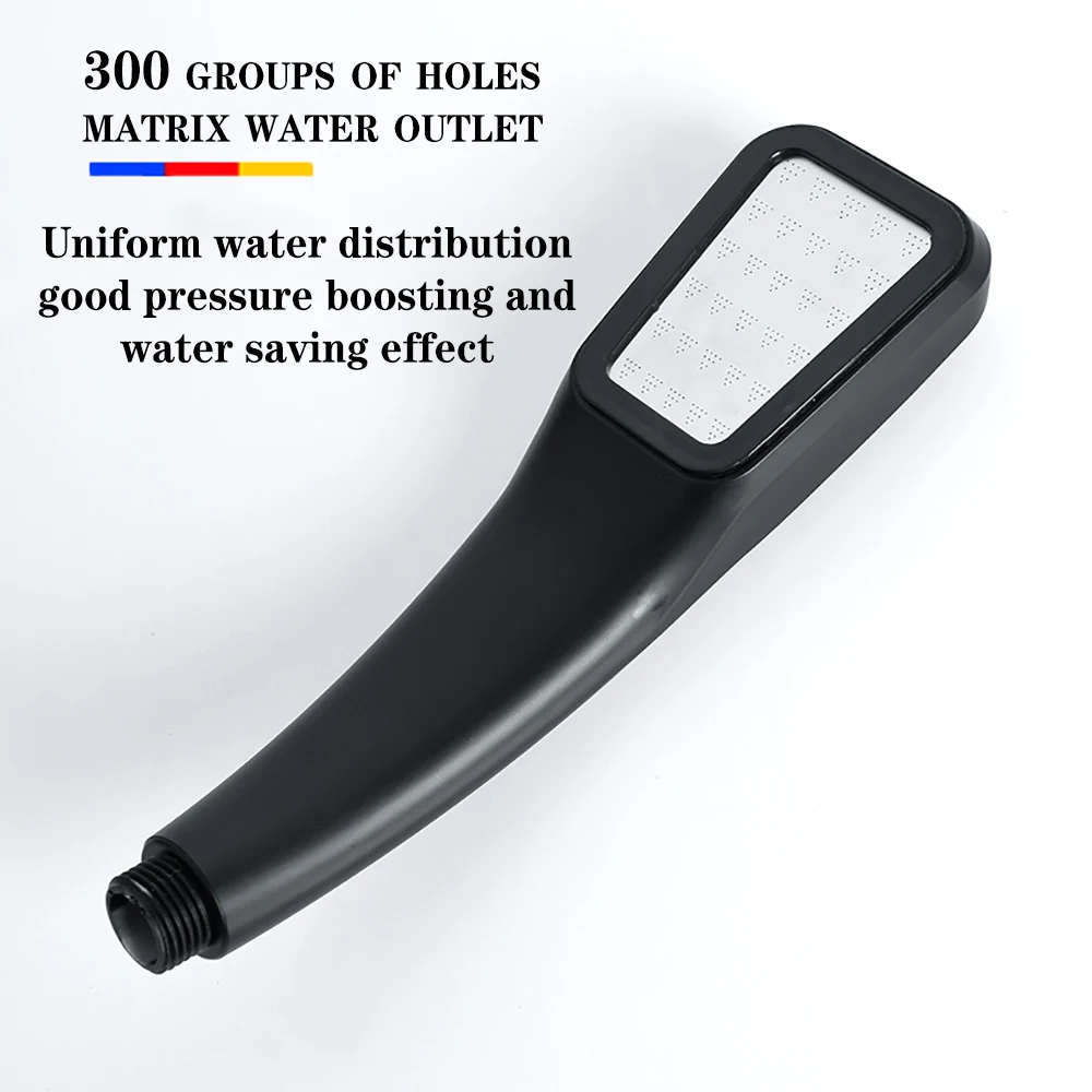 ZhangJi New Black 300 Holes High Pressure Rainfall Shower Head Bracket Water Saving Chrome Sprayer Nozzle Bathroom Accessories