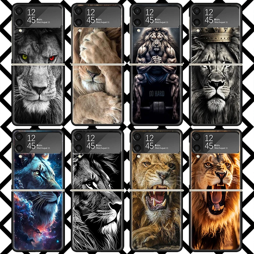 Lion Male Cub King Phone Case For Samsung Z Flip 7 6 5 4 3 Galaxy ZFLIP7 ZFlip6 5G Flip5 Flip4 Flip3 5g Black Hard Cover