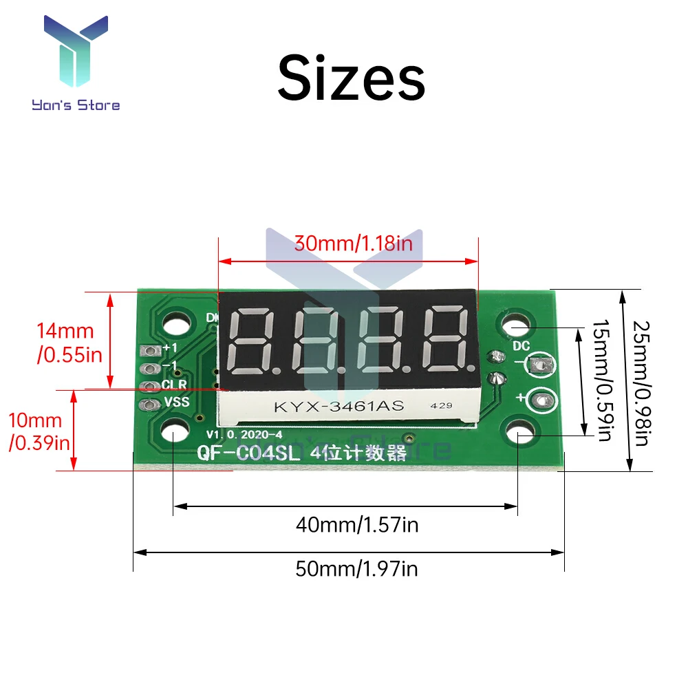 0.36 인치 0-9999 4 자리 전자 디지털 카운터 모듈 지원 DC 4-25V 전원 차단 메모리 기능이있는 넓은 전압