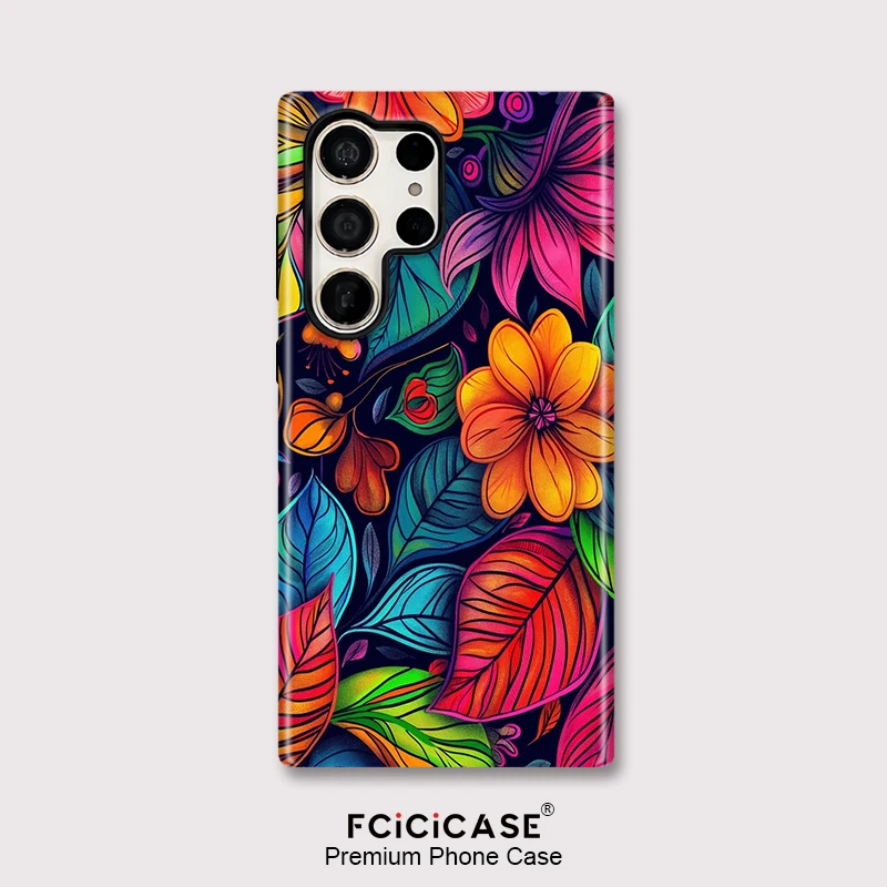 Fcicicase Dual Layer Phone Case For Samsung Galaxy S23 Ultra A56 S25+ A36 S20 FE A26 S26  A16 S24 Print Flower Floral Cover