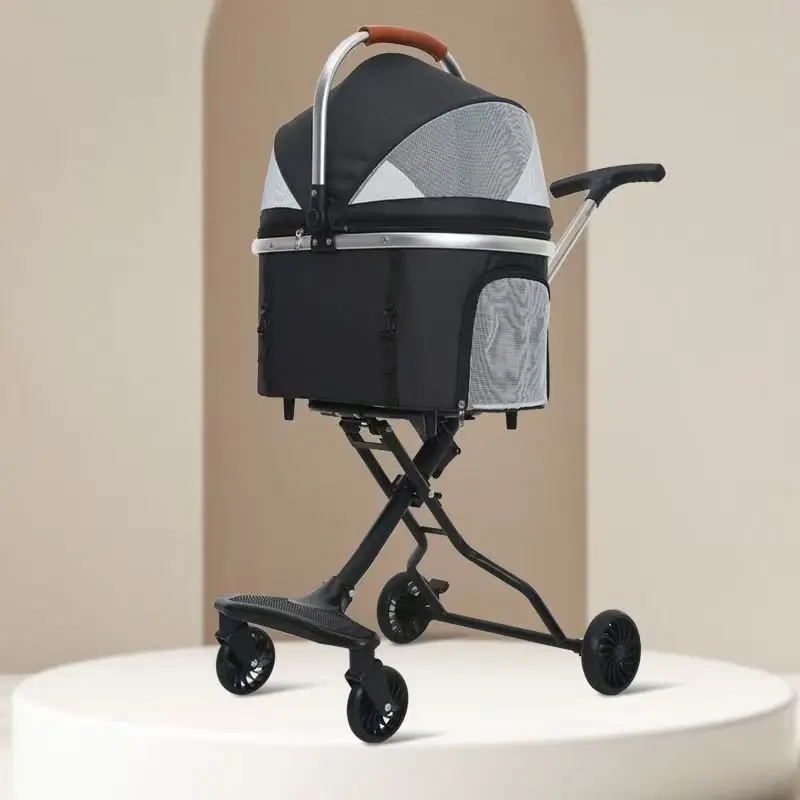 

Foldable Pet Stroller with Detachable Carrier for Cats and Small Dogs Including Teddy for Portable Outdoor Travel