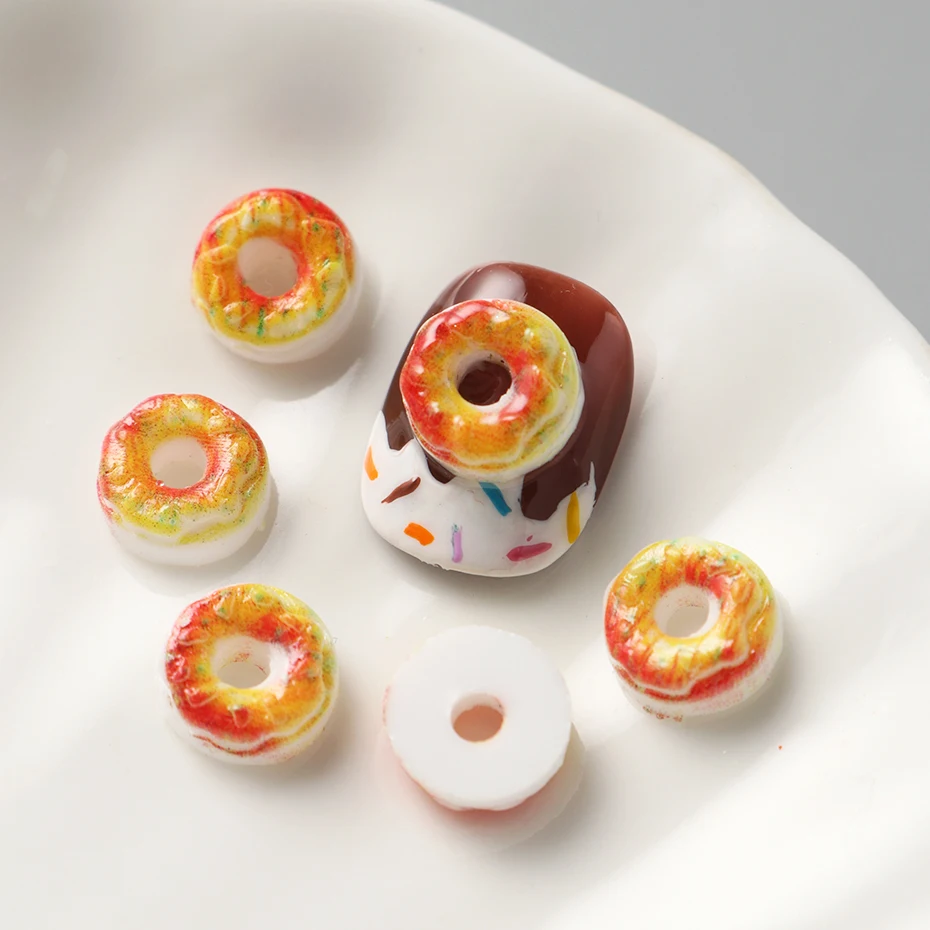 50/100pcs Sweet Doughnut Nail Charms Colorful Kawaii Nail Art Decorations Studs Parts Flatback Jewelry Manicure Nail Accessories