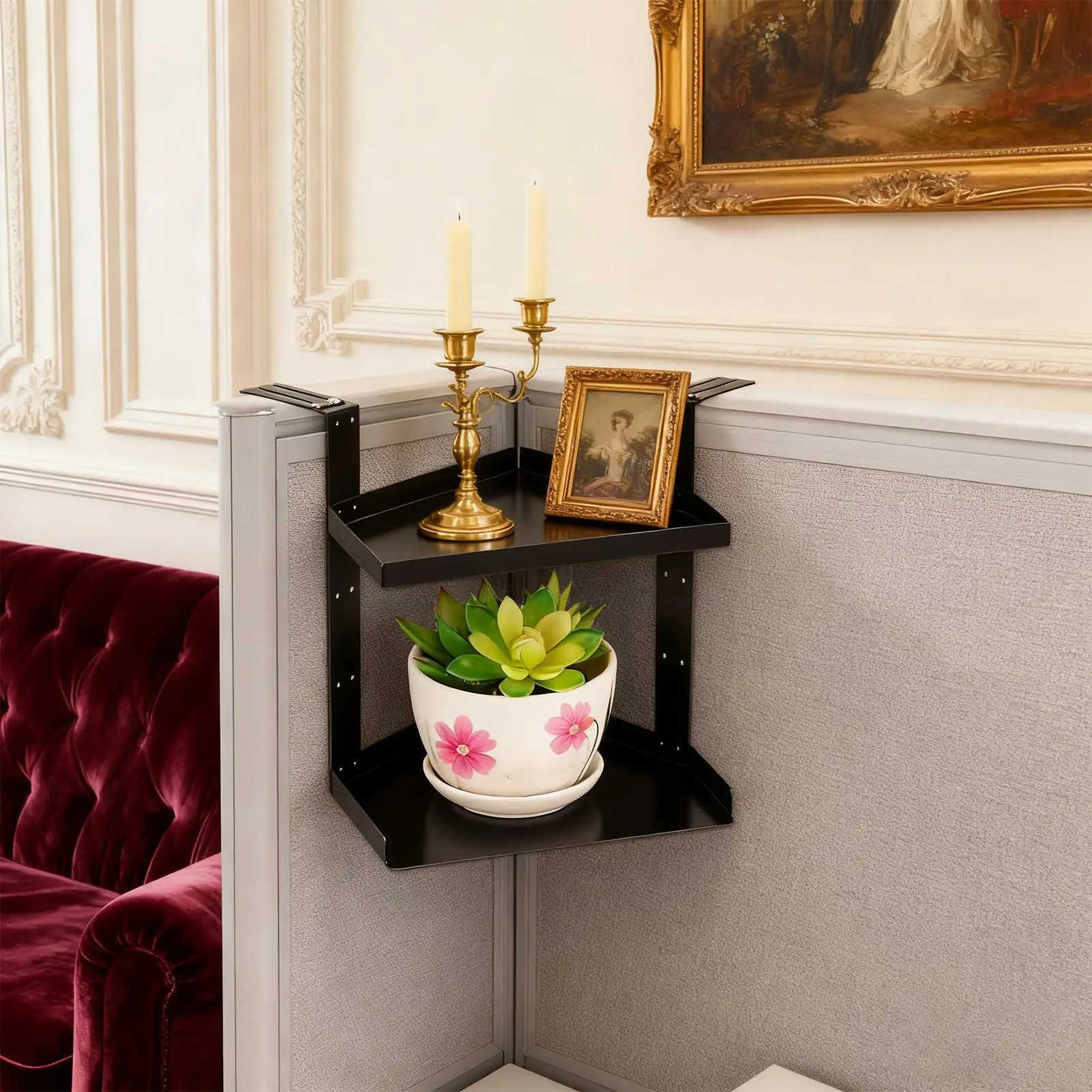 

Cubicle Corner Shelf 2 Layers Organizer Height Adjustable Cubicle Organizer With Hooks For Office Home Kitchen Bathroom Bedroom