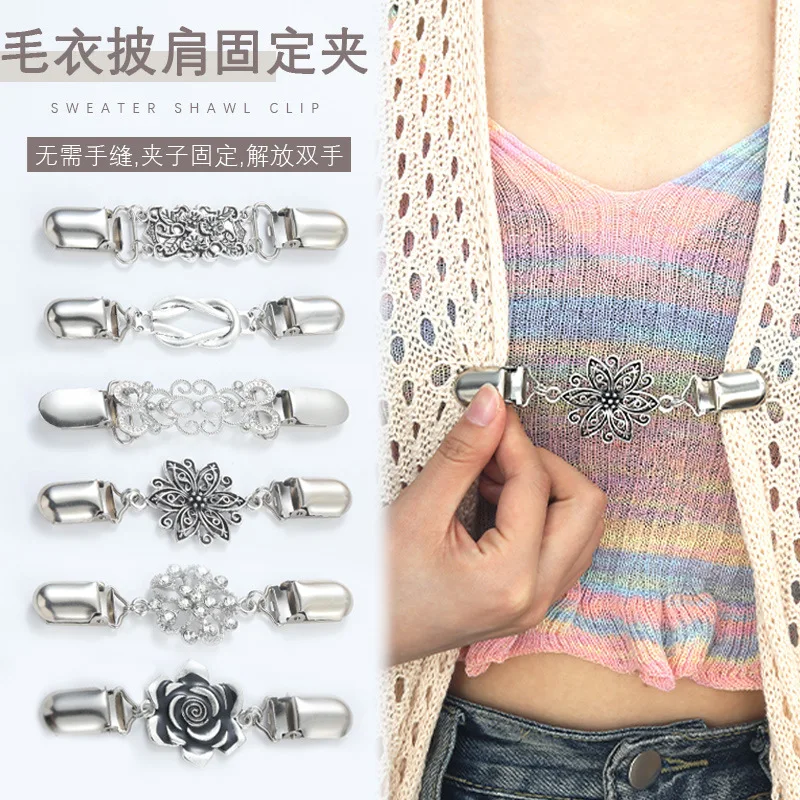 

3 Pieces Shawl Clip Retro Sweater Clip Women diamond-encrusted Silk Scarf Buckle anti-light Brooch Collar Alloy Accessory SJ27