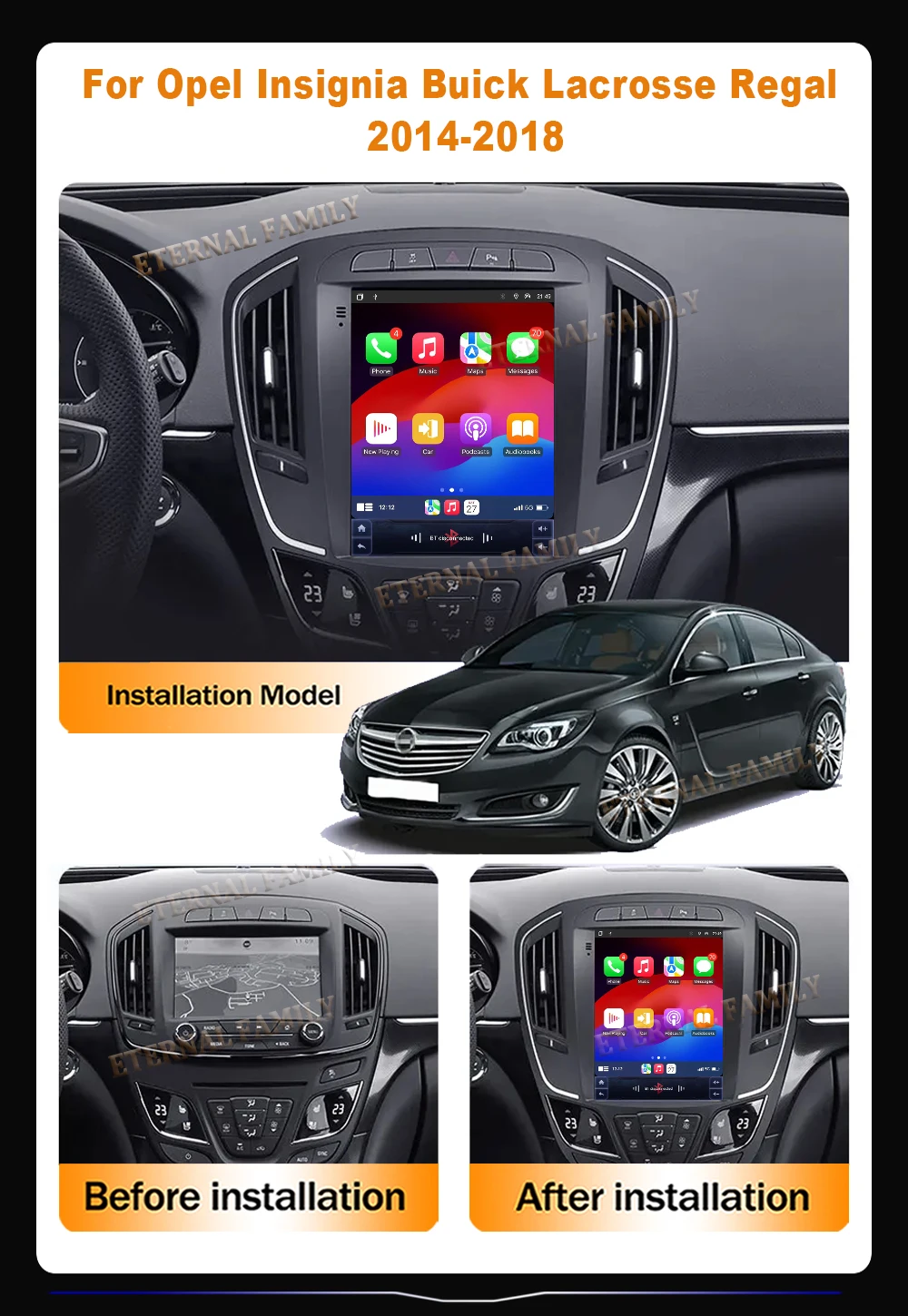 راديو سيارة 9.7 بوصة أندرويد 15 لأوبل إنسيجنيا بويك لاكروس ريجال 2014-2018 مشغل فيديو الوسائط المتعددة الملاحة نظام تحديد المواقع السيارات Carplay