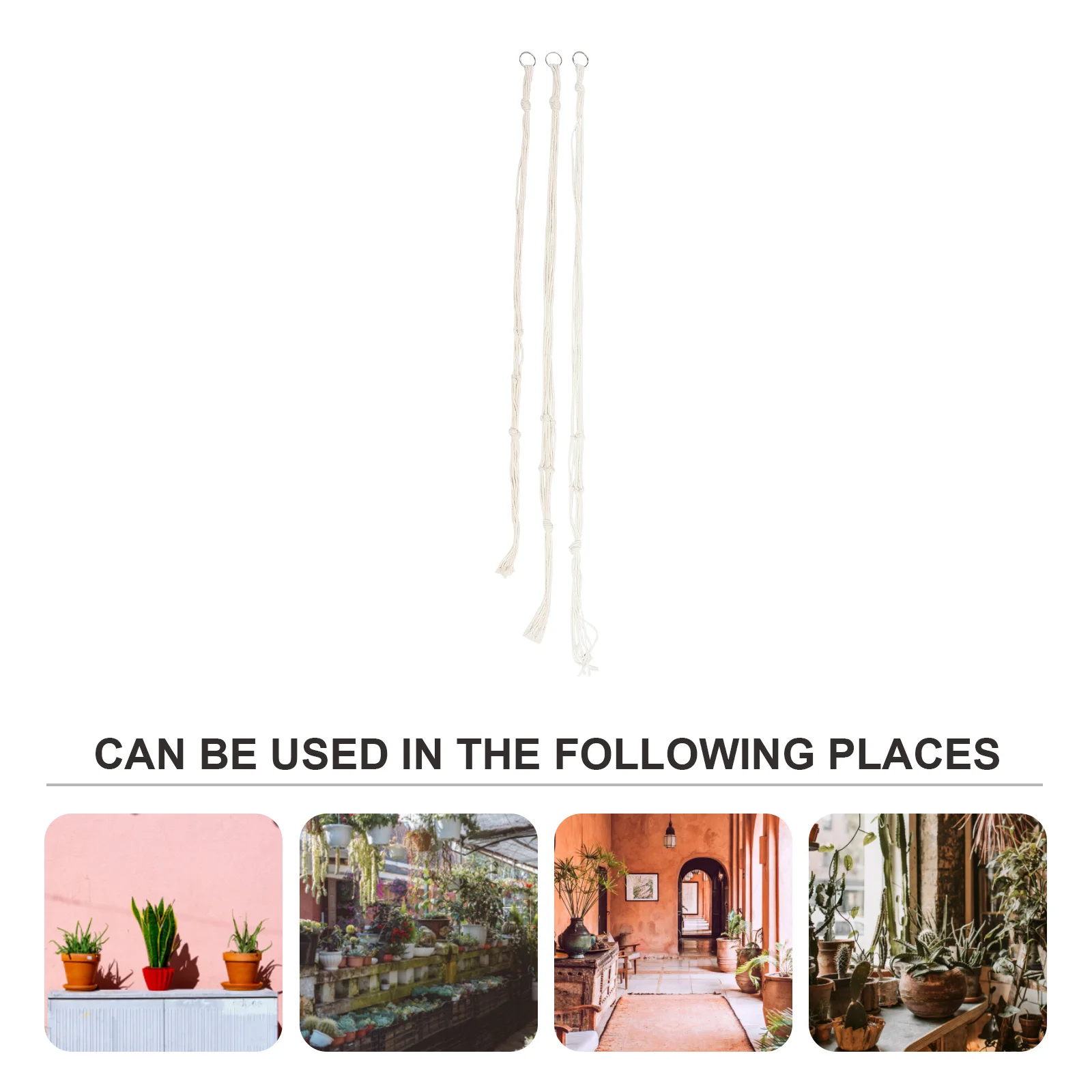 

3Pcs Cotton Rope Bag Hand Woven Hanging Flowerpot Plant Hanger for Indoor Outdoor Gardening Decorative Use