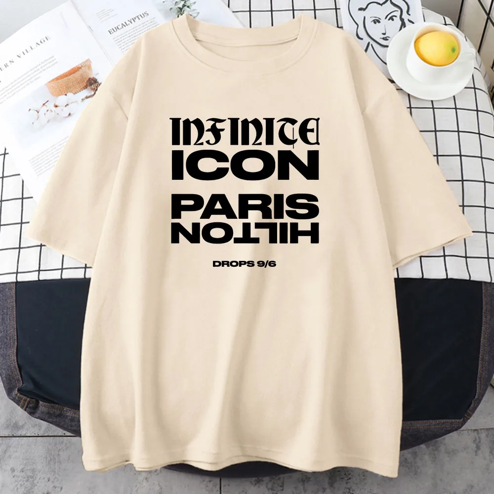 Paris-Hilton Infinite Icon T-shirt Cotton Short Sleeve Summer Tshirts Casual Women/Men High Quality Tee-shirt Graphic Print Tees