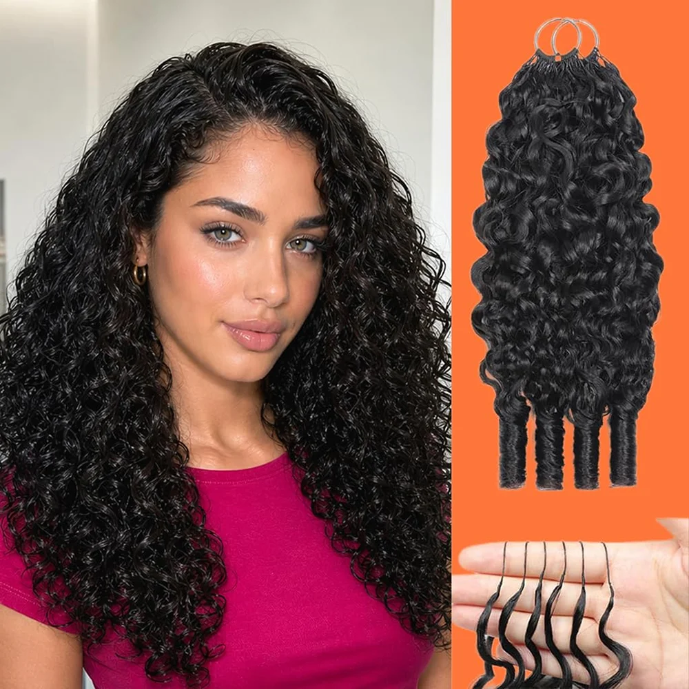 Crochet Human Hair Extensions Burmese Curly Feather-Line Invisible Crochet Hair Pre Separated Knotless For Braiding 30'' Burmese Curly Feather Crochet Human Hair Knotless
