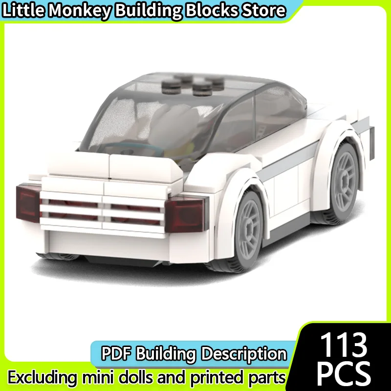 Speed Racing Car Model MOC Building Bricks White Compact Car Modular Technology Children Holiday Gifts Assemble Toys Suit
