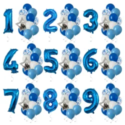 14 Pcs Blue Balloons Mixed Kids Boys 1 2 3 4 5 6 7 8 9 Years Old Happy Birthday Party Decorations