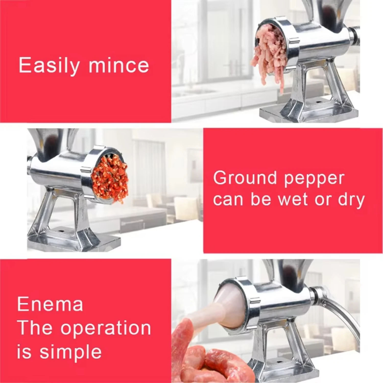 Multifunction Meat Grinder Machine Filling Sausage Household Hand Shake Vegetable Garlic Grinding Chopper