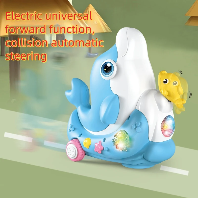 دولفين كهربائي ثلاثي الأبعاد خفيف بارد للأطفال ، وظيفة كرة نفخ الارتفاع ، توجيه تلقائي للتصادم ، هدية عيد ميلاد للأولاد والبنات