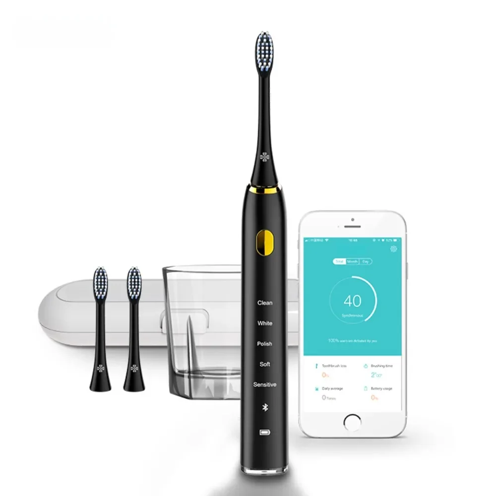 Bluetooth sonic escova de dentes elétrica sem fio viagem luxo inteligente escova de dentes para adultos crianças cuidados com os dentes