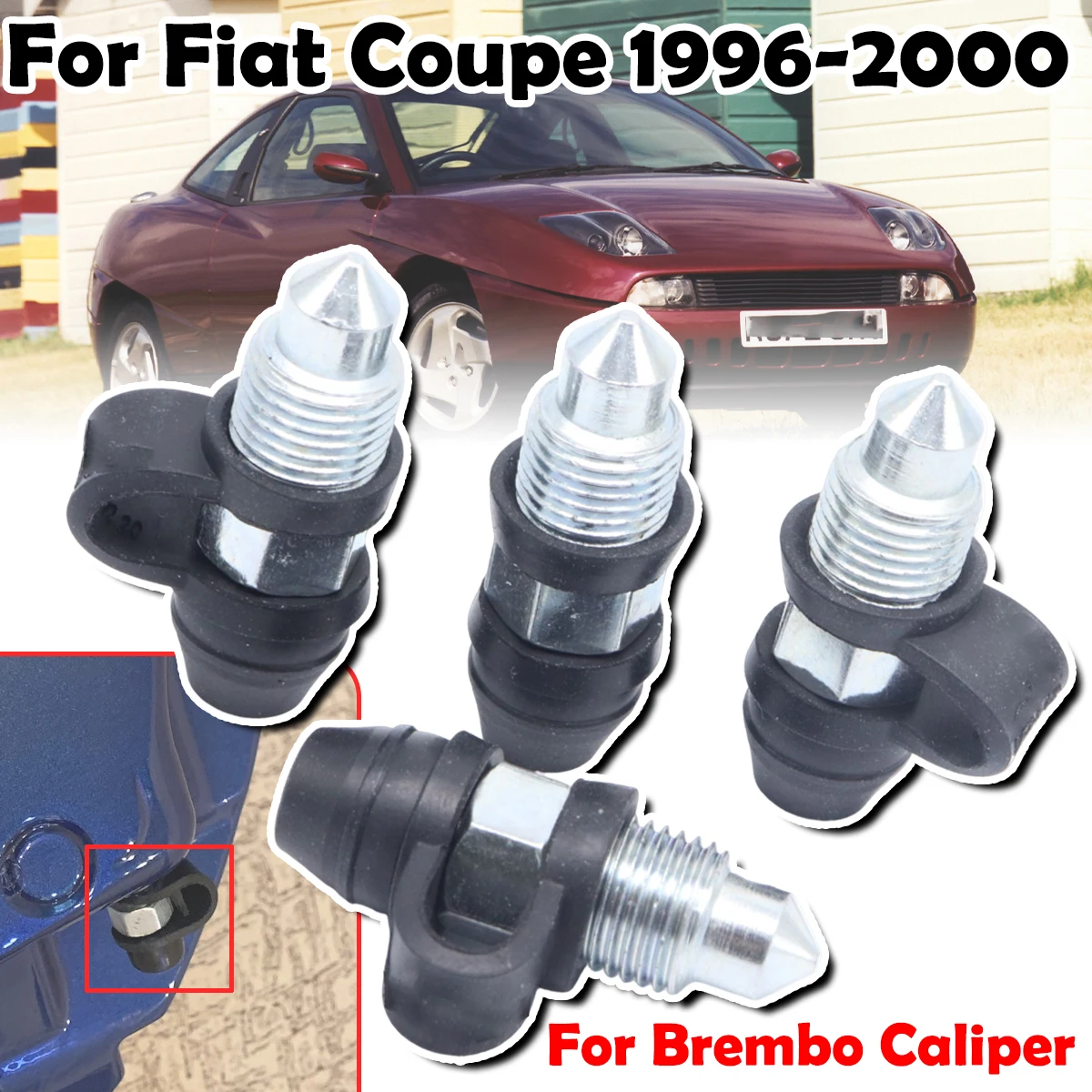 

For Fiat Coupe 1996 1997 1998 - 2000 Front Bleeder Valves and Rubber Dust Cap Left Right Caliper Bleed Nipple Screw Repair Kit