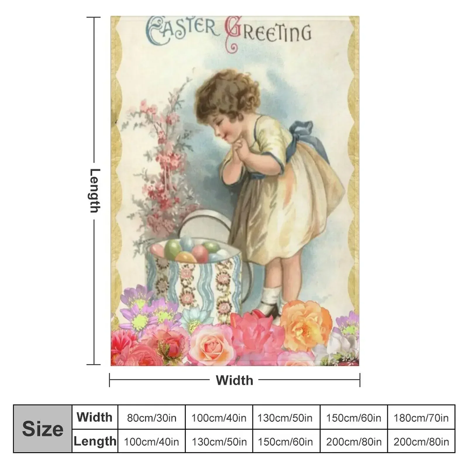 Vintage Easter Egg And Pink Spring Floral -Easter Greetings Throw Blanket blankets and throws Luxury St Blankets