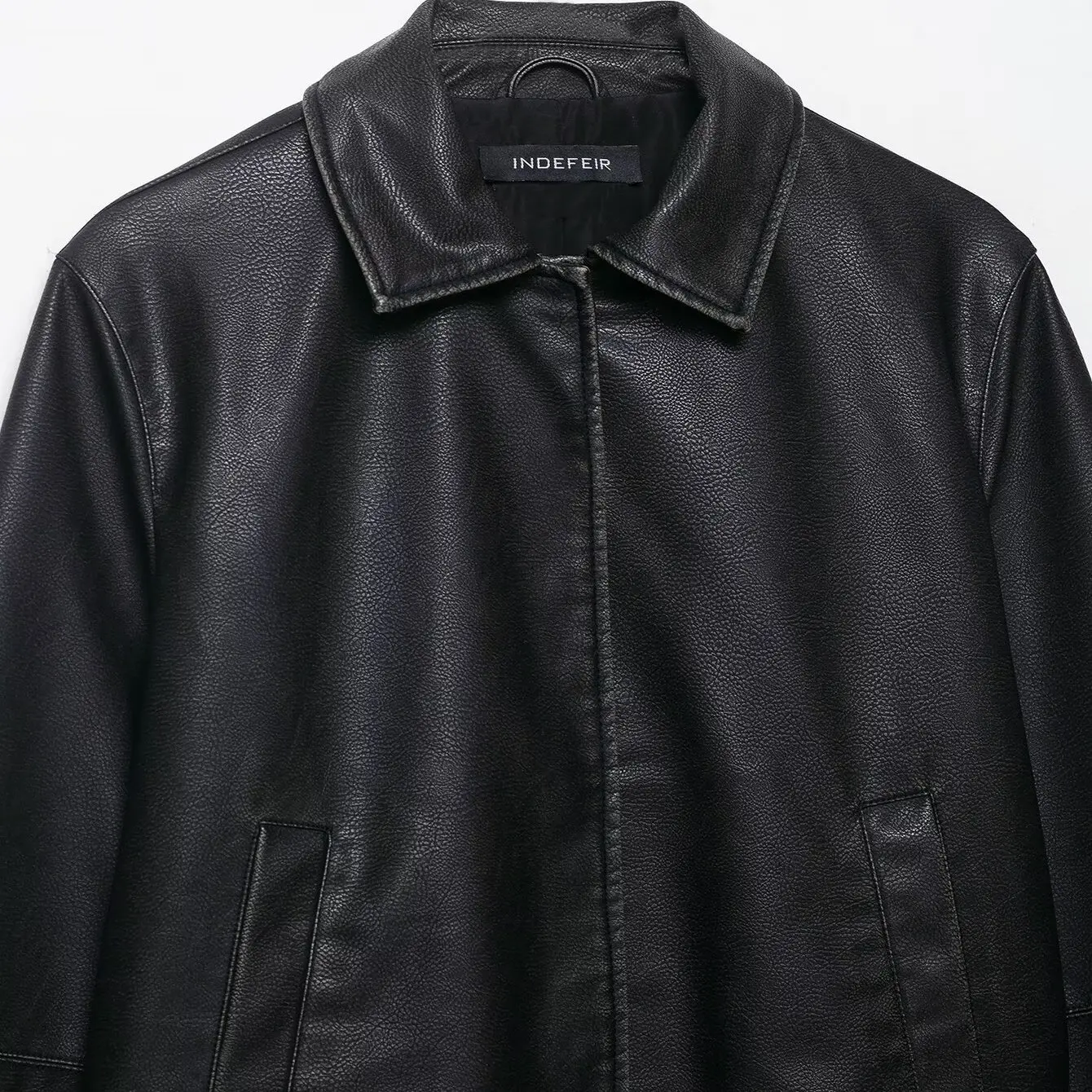 معطف Jaet نسائي من Faionable Street Sle ملابس خارجية من الجلد محاكاة كل مباراة تصميم بسيط طويل Sve معطف إغلاق بسحاب