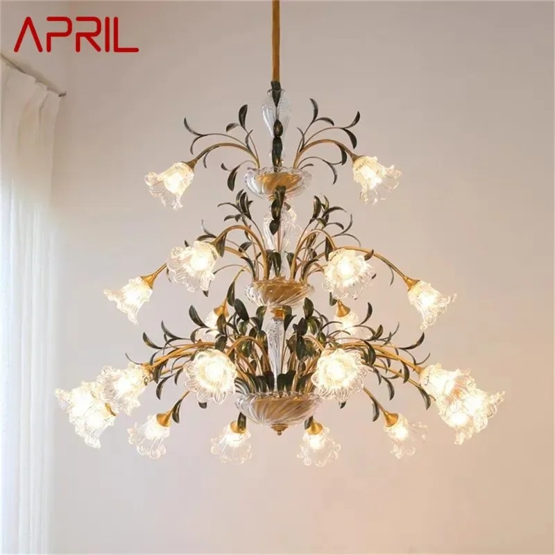 

APRIL American Pastoral Chandelier French Creativity Flower Living Room Dining Room Bedroom Villa Home Decoration Pendant Lamp
