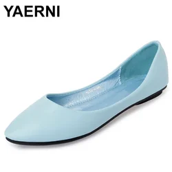 YAERNILady soft sole Flats casual Shoes for drive pregnant woman boat shoes Women Spring summerShoes pointed toe big size43E1126