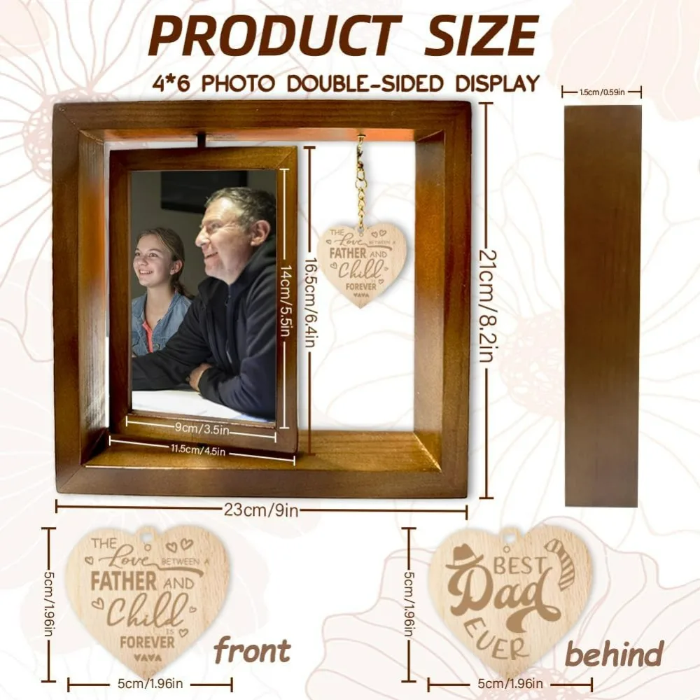 Rotating Photo Frame Memorial Picture Frames Dad Picture Frame Father's Day Picture Frame Best Dad Ever Gift for Dad making kit