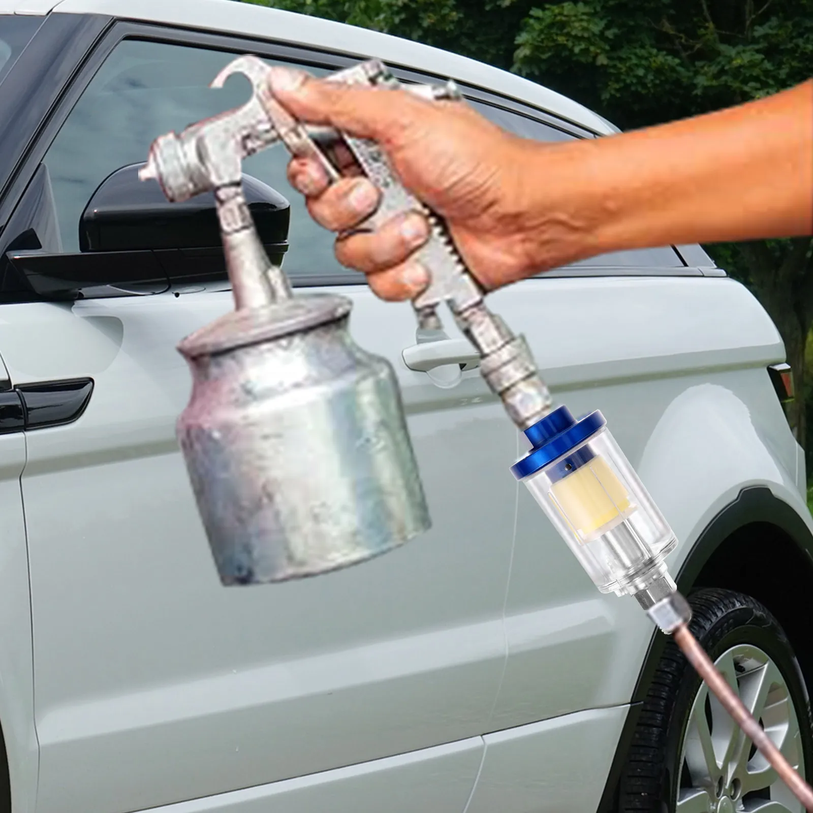 1 مجموعة 1 مجموعة خرطوم الهواء فلتر زيت الماء فخ الرطوبة ل بخاخ الطلاء الهوائي فاصل البلاستيك تصفية ضاغط الهواء المياه #5