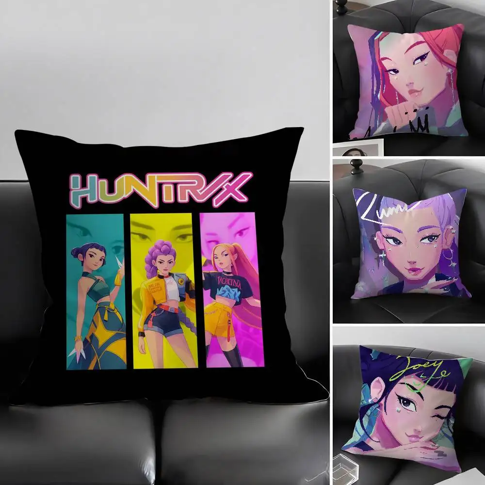 

Anime K-Kpop Demon Hunters Pillow Case Short Plush Double-sided Printing Home Machine Washable in Winter Cushion Cover