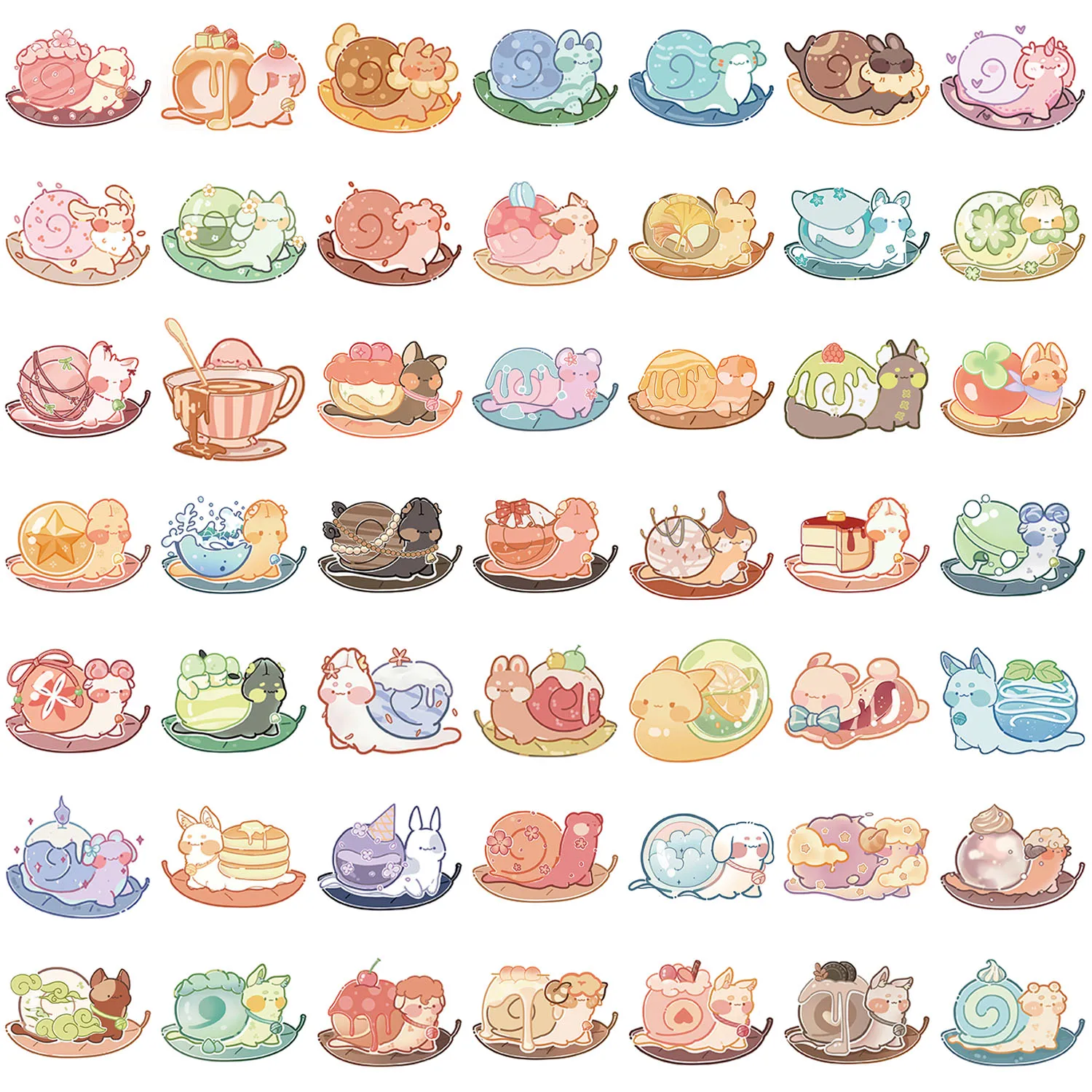 50PCS Fun Cartoon Snail Stickers Scrapbooking Collage Material Phone Cases Guitar Notebooks DIY Decorative