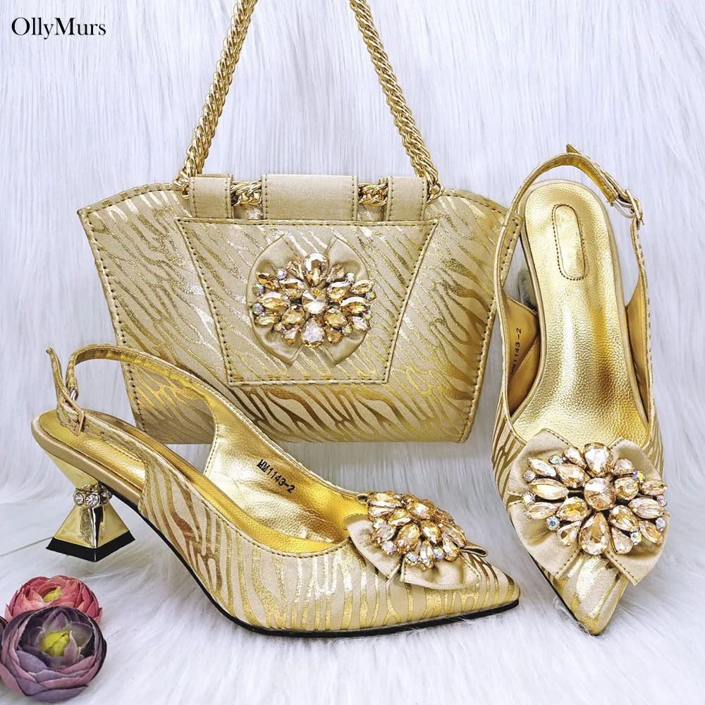 Nigerian Summer Green Color Woman Shoes And Bag Set African Style Fashion Thin High Heels Shoes And Matching Bag Set For Party