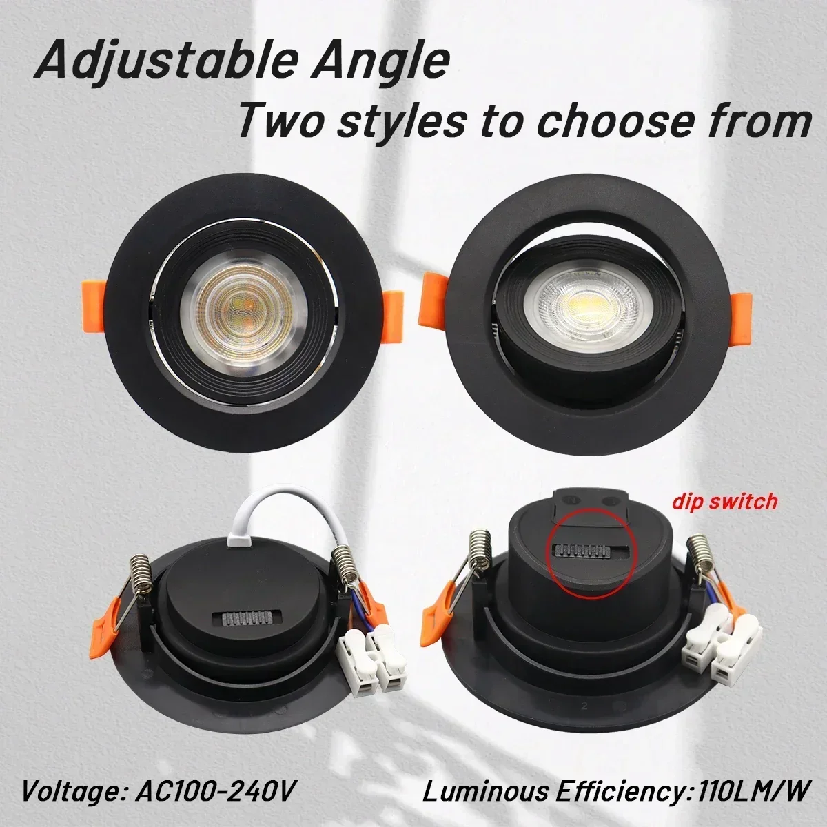 

4pcs Adjustable angle LED ceiling spotlight AC 220V 120V CCT embedded white Downlight 7W 770lm for Livingroom home decoration