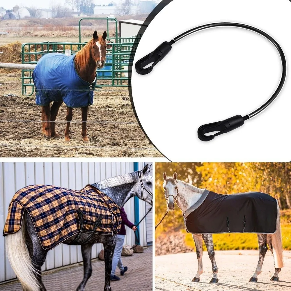 Stretchy Straps Horse Blanket Straps Double Ended Clips Horse Blanket Elastic Tail Cord Equine Use Adjustable Tail Strap