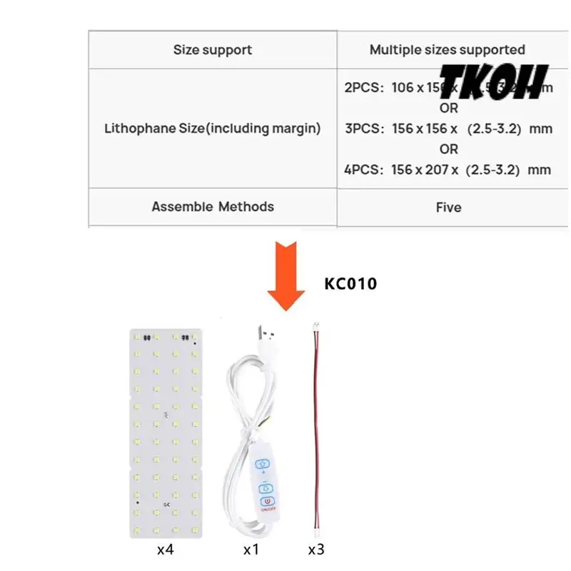 

TKOH-CMYK LED Backlight Board For Bambu Lab Lithophane Led Panel 3D Print Lithophane Photo LED Kit LED Light Panel