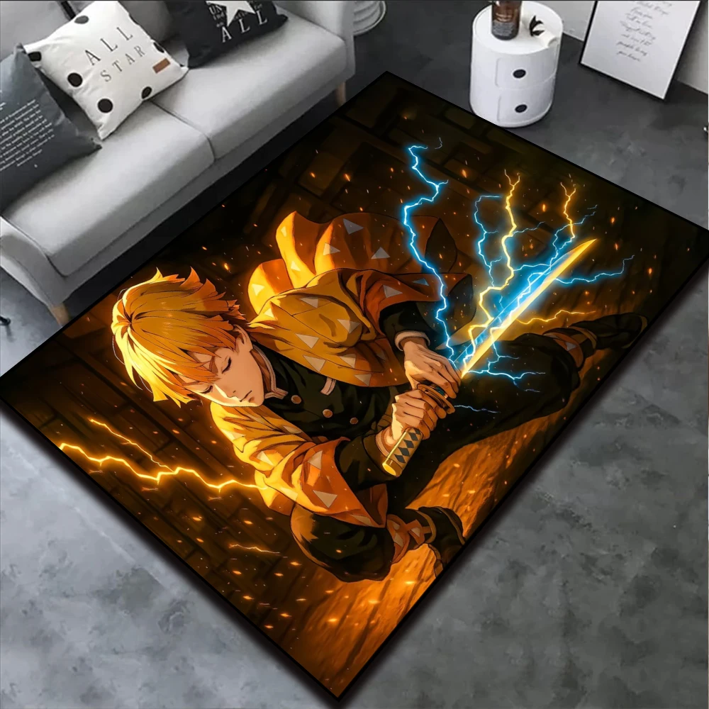 

Area Rug Anime Demon Slayer Agatsuma Zenitsu Nezuko Kokushibou Tanjirou Gokudera Makoto Creative Printed Carpet for Home Decor