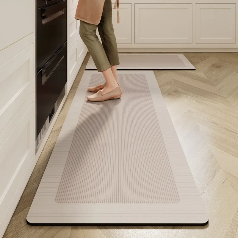 VIKAMA 1/2PC cuisine Simple diatome-boue tapis de sol Wabi-Sabi longue salle de bain absorbant antidérapant facile d'entretien tapis décor à la maison