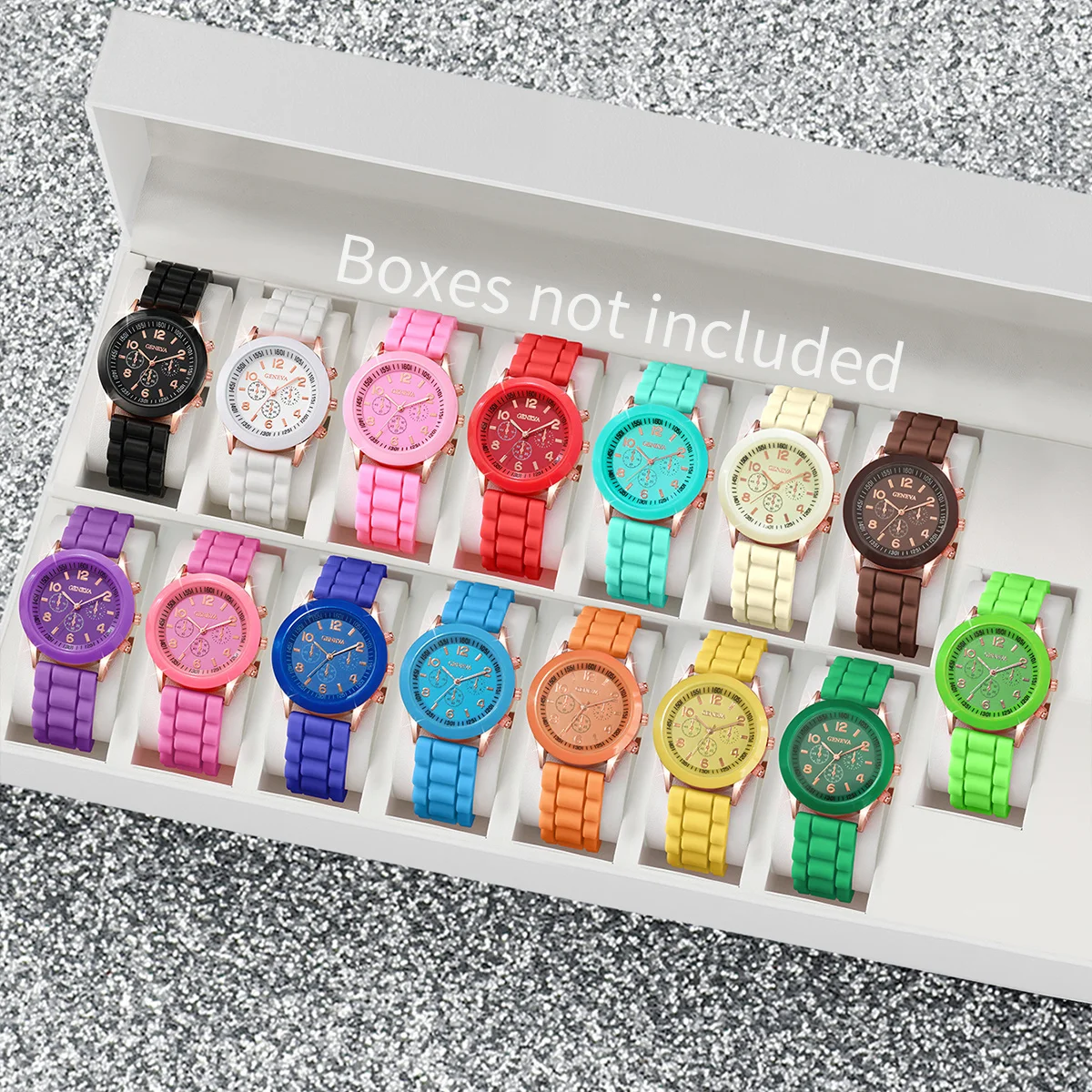15PCS/Set Fashion Women Watches Casual Silicone Band Ladies Quartz Wristwatches Relogios FemininoWithout Box