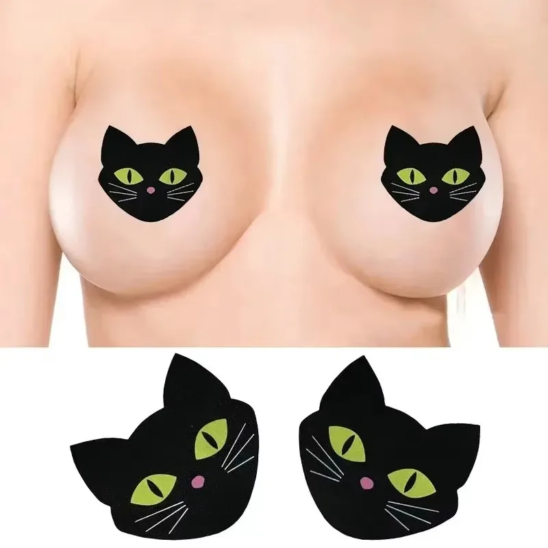 

10 Pair Fun Sexy Luminous Shape Adhesive Nipple Covers BreastsBreast Cat Fun Sticker Emptied Chest Breast