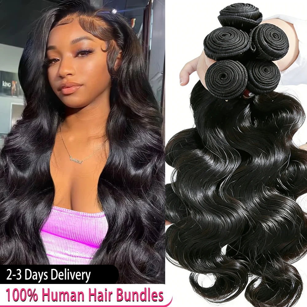 

16A Объемная волна Пучки 100% человеческие волосы Натуральный черный цвет Бразильское девственное плетение 1/3/4 Пучки Необработанные наращивание волос Высокое качество